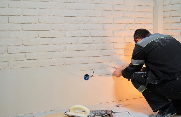 Монтаж плинтуса с кабель-каналом на бетонные стены на жидкие гвозди